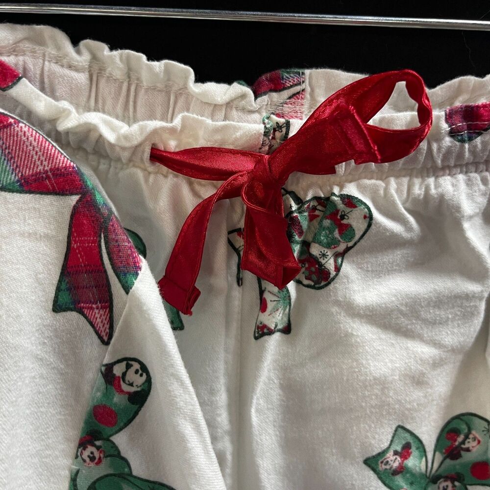 Disney Parks Christmas Holiday Mickey Mouse Bow Pajama Set US Size Large - Picture 3 of 5